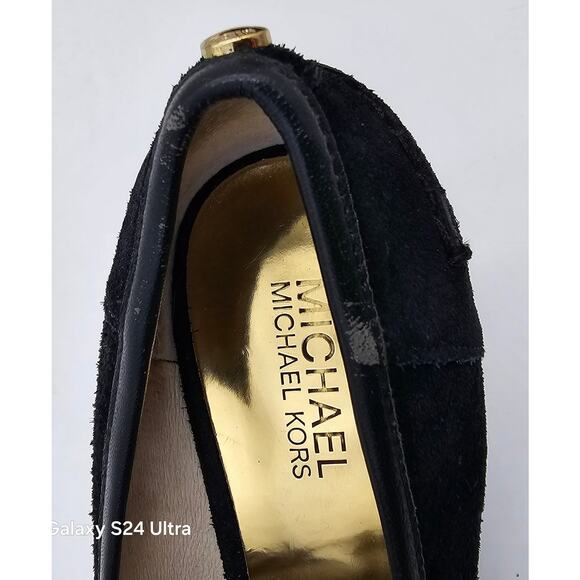 Michael Kors Black Suede Wedge Penny Loafer Platform Pumps Women's 9M - Picture 9 of 9